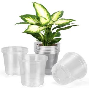 6 Inch Large Clear Nursery Pots with Drainage, 20 Pack Plastic Pots for Plants, Ideal Seedling Pots and Plant Pots for Vegetables, Orchids, Aloe, Indoor Outdoor Use (6 inch-20 Pack)