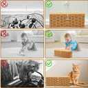 2PCS Cable Management Box, Handmade Rattan Cable Organizer, Open Slots Cords Hider Box Cord Basket Under Desk Cord Organizer for Computer Router USB Hub & Power Strip
