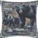 De Leon Collections Bear Lodge Decorative Accent Throw Pillow Cover Square, Gray/Brown/Black/Green/Blue 14"x16"