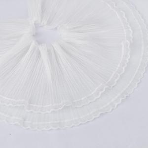 5 Yards Double Layer Ruffled Lace Trim, 6.3 inch Pleated Tulle Fabric for Wedding Applique, Clothing Sewing, DIY Crafts and Home Décor (White)