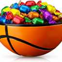 Reallnaive 1 Pcs Basketball Shaped Snack Bowl Basketball Serving Tray Reusable Charcuterie Bowl Resin Appetizer Serving Dish for Candy Chip Popcorn Sport Birthday Party Decoration Tailgate Dinner
