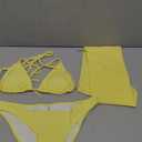 SHENHE Women's 3 Piece Textured High Cut Halter Triangle Bikini Swimsuit with Cover Up Size M