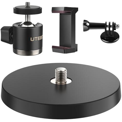 UTEBIT Magnetic Camera Mount for Action Camera, 66lb Strong Magnetic Mount with 360° Rotation Ball Head for Car or Magnetic Surfaces, Compatible with Gopro Hero 13, DJI Osmo Action Osmo Nano, Insta360