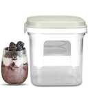 Party Desserts Greek Yogurt Strainer with Lid, Yogurt Maker, Yoghurt Filter with Ultra Fine Nylon Mesh Strainer & Pressure Filtration, 1.5Qt Thick & Creamy Greek Yogurt, BPA-Free, Almond