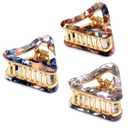 Cobahom Mini Acetate Claw Clips for Thick Hair - 3 Pcs Hollow Triangle Hair Clips for Women and Girls (Blue + Pink + Gray) 1.7 Inch