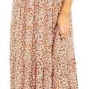 Kranda Women 2025 Summer Fall Crewneck Short Sleeve Smocked Floral Maxi Dress (Brown, S)