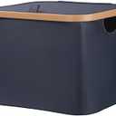 50L Foldable Laundry Basket,Versatile Storage Basket with Bamboo Borders for Bedroom,Office,Dorm.Great for Use as a Hamper with Lid, Towel Hamper for Wet Towels,Grey,Covered