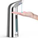 Automatic Soap Dispenser with Infrared Sensor - Adjustable 4-Level Touchless Hand Soap for Kitchen, Bathroom - Battery Operated Electric Dispenser, Durable Plastic, Smart Soap Holder (400ML Silver) (Sliver)