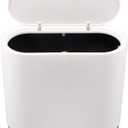Rectangular Plastic Trash Can Wastebasket with Press Type Lid, Garbage Container Bin for Bathroom, Powder Room