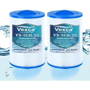 Vexca 5CH-35 Spa Filter Replacement for Pleatco PMAX50P4, PAS35P, Unicel 5CH-35, Baleen AK-90109, Excel Filters XLS-526, Pure N Clean PC-0300, SD-00780, SD-00650, 35 Sq.Ft, 2 Pack