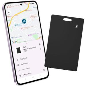 Android Wallet Smartcard Tracker, Bluetooth Locator Works with Google Find My, Slim Card Tracker for Luggage Passport, Wireless Rechargeable Item Finder for Home Outside Travel, 1 Pack, Black