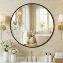 NEWBULIG 20 Inch Round Wall Mirror, Bathroom Mirrors for Over Sink, Matte Metal Framed Circle Vanity Mirror, Wall Decor for Bedroom, Entryway, Anti-Rust, Tempered Glass, Hanging or Leaning, Black