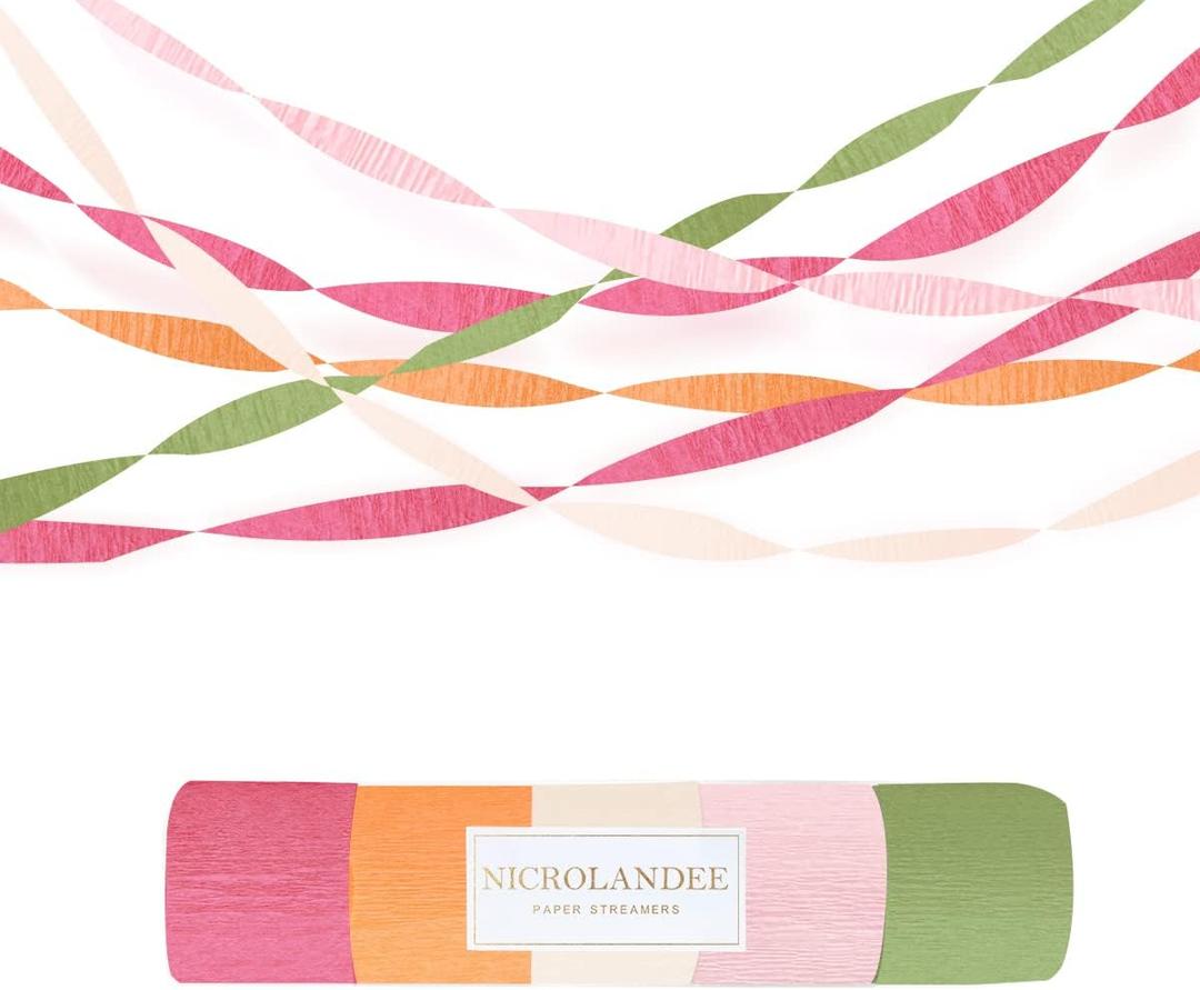 NICROLANDEE 5 Rolls Pastel Crepe Paper Streamers Backdrop Decorations for Easter Decorations, Birthday, Wedding, Garden Party, Bridal Shower, Baby Shower, Spring Home Decor (Mixcolor)
