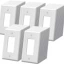 BESTTEN 50 Pack 1-Gang Jumbo Decor Wall Plate, Oversize Unbreakable Polycarbonate Decorator Receptacle Outlet Cover and Oversized Switch Plate, White, ETL listed