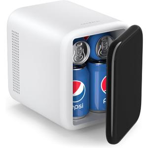 CROWNFUL Mini Fridge, 4 Liter/6 Cans Portable Skincare Fridge, AC/DC Cooler and Warmer Personal Refrigerator for Bedroom, Car, Dorm, Office, Food, ETL Listed (white)