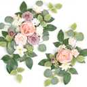 WEIERYUE(Pack of 2 Artificial Flowers Decorations,Artificial Arch Backdrop Garlandfor Ceremony Party Reception Entrance Welcome Easel Door Floral Decor Wall Home Entryway Outdoor(Bean Paste Powder)