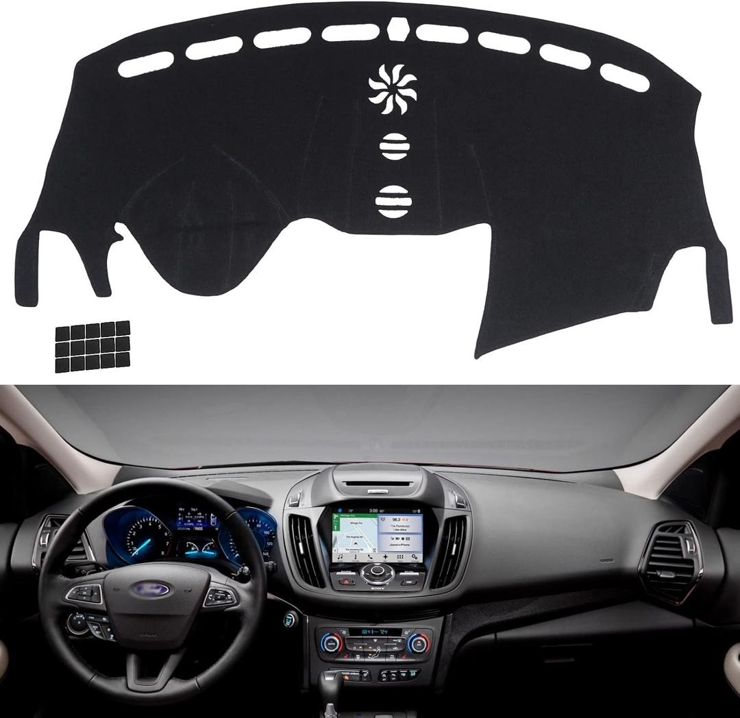 KEYOOG Dashboard Cover Dash Mat Fit for Fo-rd Escape 2019-2013 (Without HUD Models),Car Dash Board Mat Anti-Glare Carpet,Non-Slip Pad Sunshield Protector (Black)