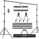 FUDESY Photo Video Studio 10 x 10Ft Heavy Duty Adjustable Backdrop Stand, Background Support System for Photography with Carry Bag, 6 Pcs Clip Clamps