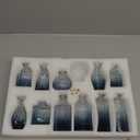 Bud Vases Set of 12, Gradient Blue Glass Vase Vintage Flower Vase for Decor Ribbed Small Bud Vases in Bulk Cute Wedding Birthday Party Centerpieces Table Decoration Home Decor