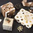 WRAPAHOLIC 30 Inch Gold Wrapping Paper Roll - Jumbo Roll Gold Gift Wrapping Paper for Christmas, Birthday, Holiday, Wedding, Baby Shower - 3 Rolls - 30 inch x 120 inch Per Roll