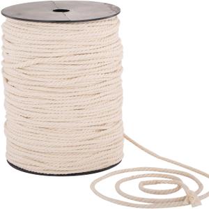 Macrame Cord 4mm x 240yd | 100% Natual Cotton Macrame Rope | 3 Strand Twisted Cotton Cord for Handmade Plant Hanger Wall Hanging Craft Making
