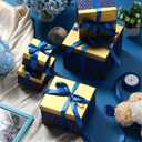 Teenyyou 5 Valentine's Day Navy Blue Square Nesting Boxes Decorative Gift Boxes with Lid and Ribbon 5 Assorted Sizes Wrap for Valentine, Anniversary, Birthday