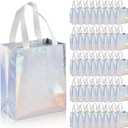 TOPZEA 40 Pack 10 x 8 Inch Glossy Reusable Grocery Bags, Non-woven Tote Shopping Bags with Handle, Bridesmaid Bag Stylish Foldable Gift Goodies Bag for Small Business, Wedding, Easter, Birthday