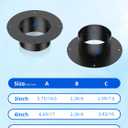 6 Inch Duct Connector Flange, Metal Dust Collection Fittings, Dryer Vent Connector Flange for Heating, Cooling and Ventilation HVAC Systems, Black