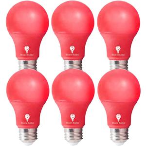 6 Pack BlueX LED A19 Red Light Bulbs - 9W (60Watt Equivalent) - E26 Base LED Bulb, Party Decoration, Porch, Home Lighting, Holiday Lighting, Decorative Illumination LED Bulb Non-Dimmbale