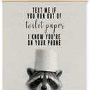 Foritho Funny Raccoon Bathroom Poster Wall Art Framed, Raccoon Lover Gifts for Women Men, Humorous Wild Animal Trash Panda Canvas Prints Wall Decor for Bathroom Toilet, 12x16 Inch