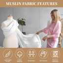 PEASUG 100% Cotton Muslin Fabric,59 inch x 2 Yards Bleached Muslin Fabric by The Yard, Medium Weight Draping Fabrics Suitable for Sewing Embroidery, Garments, Crafts Material-White