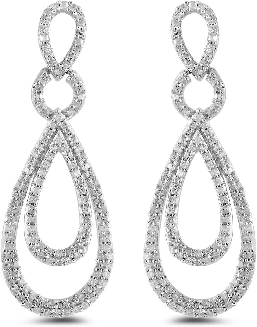 Sterling Silver Diamond Drop Earrings (0.5 cttw)