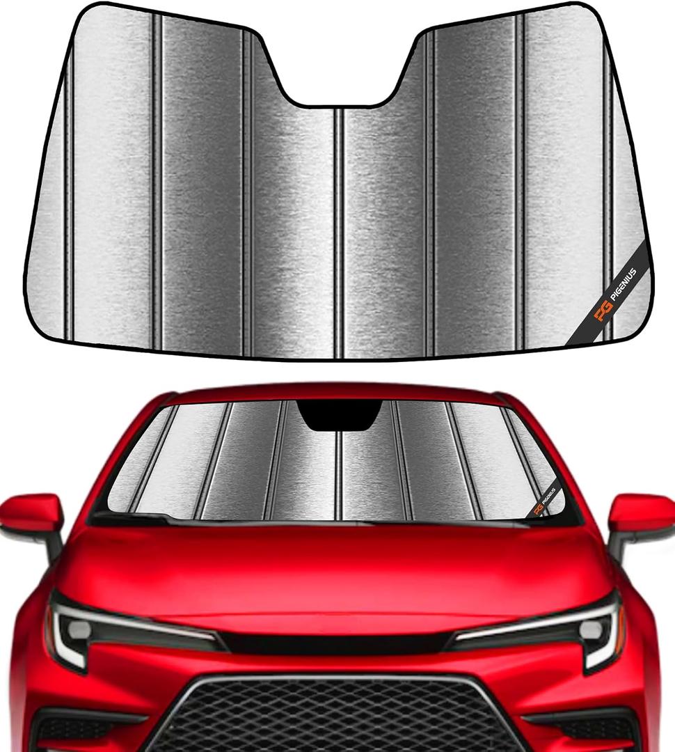 Pigenius Windshield Sunshade for Toyota Corolla Sedan 2020-2026, Corolla Hatchback 2019-2026, GR Corolla 2023-2026, Custom Front Window Sun Shade - Metallic