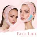 ROWMATE V Line Lifting Mask Chin strap for sleeping, V Line Lifting Mask for Women,Jaw ExerciserMedium,LightPink