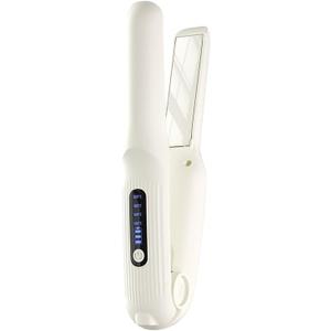 Cordless Hair Straightener, Portable Flat Iron for Travel, 2 in 1 Hair Styling Tools for straightening and Curling, Lightweight on-The-go, 4500 mAh Battery, Fast USB-C Charging (White)