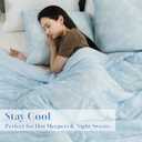 OIGAE Cooling Comforter, Japanese Q-Max 0.45 Double Sided Cooling Blankets for Hot Sleepers & Night Sweats, Lightweight Breathable Summer Blanket for Bed, Travel, Camping, Blue, Queen 90" x 90"