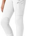 Willit Girls Horse Riding Pants Tights Kids Equestrian Breeches Knee-Patch Youth Schooling Tights Zipper Pockets, Medium