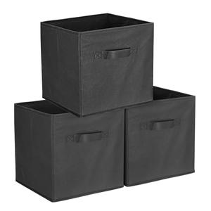 uxcell 6 Pcs Fabric Storage Bins, 11 Inch Cube Storage Bin Foldable Storage Cube Organizer Bins with Handles for Shelf Closet, Nursery Home, Bedroom (Black)