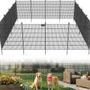 Toolterritary 10 Panels No Dig Garden Fence with Gate, 32 in(H) X24.2 ft(L) Metal Fence Panels, Thickened Rustproof Garden Fencing, Animal Barrier Fence for Dogs, Rabbits, and Patio