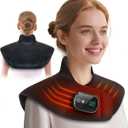 Heating Pad for Neck and Shoulders, Large Weighted Neck Heating Pad with 5 Heat Settings & 4 Auto-Off Timers, Fast Heating Electric Neck Warmer for Pain Relief(Black)