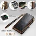 Defencase for iPhone 16E/17E Case Wallet with RFID Blocking Card Holder Slots for Women Men, Elegant PU Leather Magnetic Snap Flip Wristlet Strap Zipper Wallet Phone Cases for iPhone 17e & 16e, Coffee