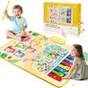 Gleamkid 3-in-1 Piano Mat for Toddlers: Exclusive Light Up Whack A Mole Game with Hammers & Piano Keyboard & Animal Sound Musical Mat, Early-Educational Music Toy, Birthday Xmas Gift for Boys & Girls