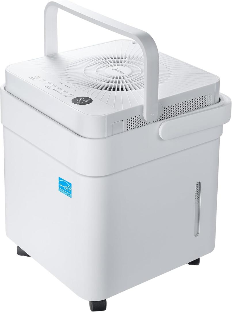 Midea Cube 50 Pint Dehumidifier for Basement and Rooms at Home for up to 4,500 Sq. Ft., Built-in Pump, Drain Hose Included, Smart Control, Compatible with Alexa (White)