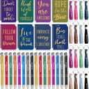 PerKoop 48 Pcs Inspirational Gifts Set Inspirational Quote Notepads 3 x 5 Inch Motivational Ballpoint Pens Keychains Bulk Colorful Journal Notebooks for School Office Party Favor Supplies