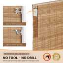LazBlinds No Tools No Drill Cordless Bamboo Roman Shades, Light Filtering Window Treatment, Roll Up Bamboo Blinds for Windows 26.5'' W x 48'' H, Ceylon Light Russet