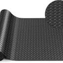 Breling 16 in x 20 ft Rubber Diamond Plate Rolls Garage Floor Mat for Under Car, Heavy Duty Flooring Rug for Trailers Garage, PVC Water/Stain Outside Stall Resistant Parking Rv Tool(Black)