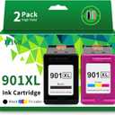 TEINO 901 Ink Cartridges Remanufactured Ink Cartridge Replacement for HP 901 901XL 901 XL use with HP OfficeJet J4680 J4580 4500 J4500 Series J4680c J4624 J4640 J4524 Printers (Black Tri-Color) 901XL