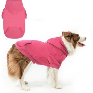 SCENEREAL Dog Hoodie Sweaters for Small Medium Large Size Dogs, Fleece Dog Sweatshirt with Hat and Pocket,Soft Cold Winter All Weather Dog Clothes for S to XL Sized Dogs, Pink L
