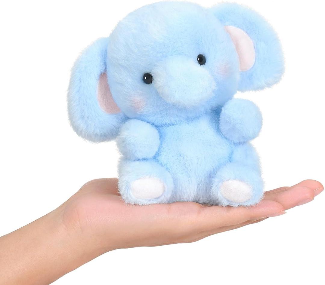 Ditucu Palm-Sized Elephant Stuffed Animals Cute Soft Plush Doll Small Plushies Toys Gifts for Kids Blue 5 inch