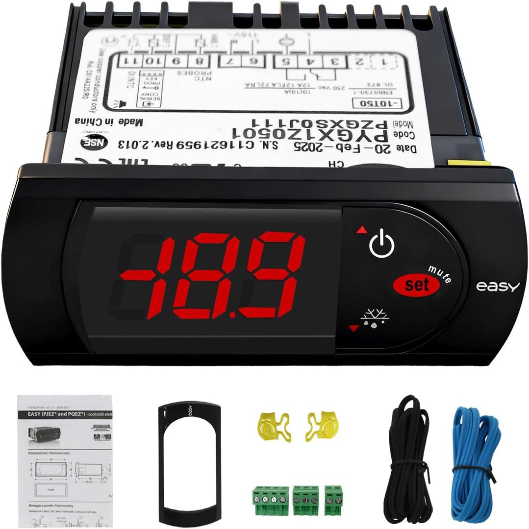 PZGXS0J111 Temperature Controller,115V Temperature Thermostat with 2 NTC Temperature Sensor Probe Compatible with Carel All Refrigerator Types